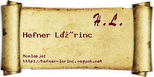 Hefner Lőrinc névjegykártya