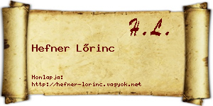 Hefner Lőrinc névjegykártya