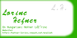 lorinc hefner business card